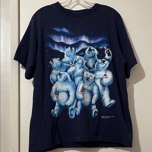 Vintage Polar Bear Graphic Tee - Navy Blue